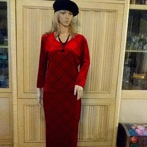 Red and black, plaid veleour 2 piece suit